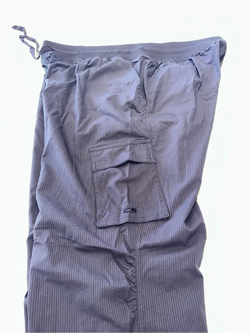 CHAMPION XL~CHARCOAL BLACK PINSTRIPED DANCE STUDIO SIDE POCKETS PANTS TIE WAIST
